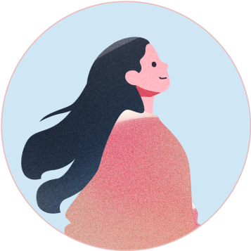 横を向いている女性のイラスト